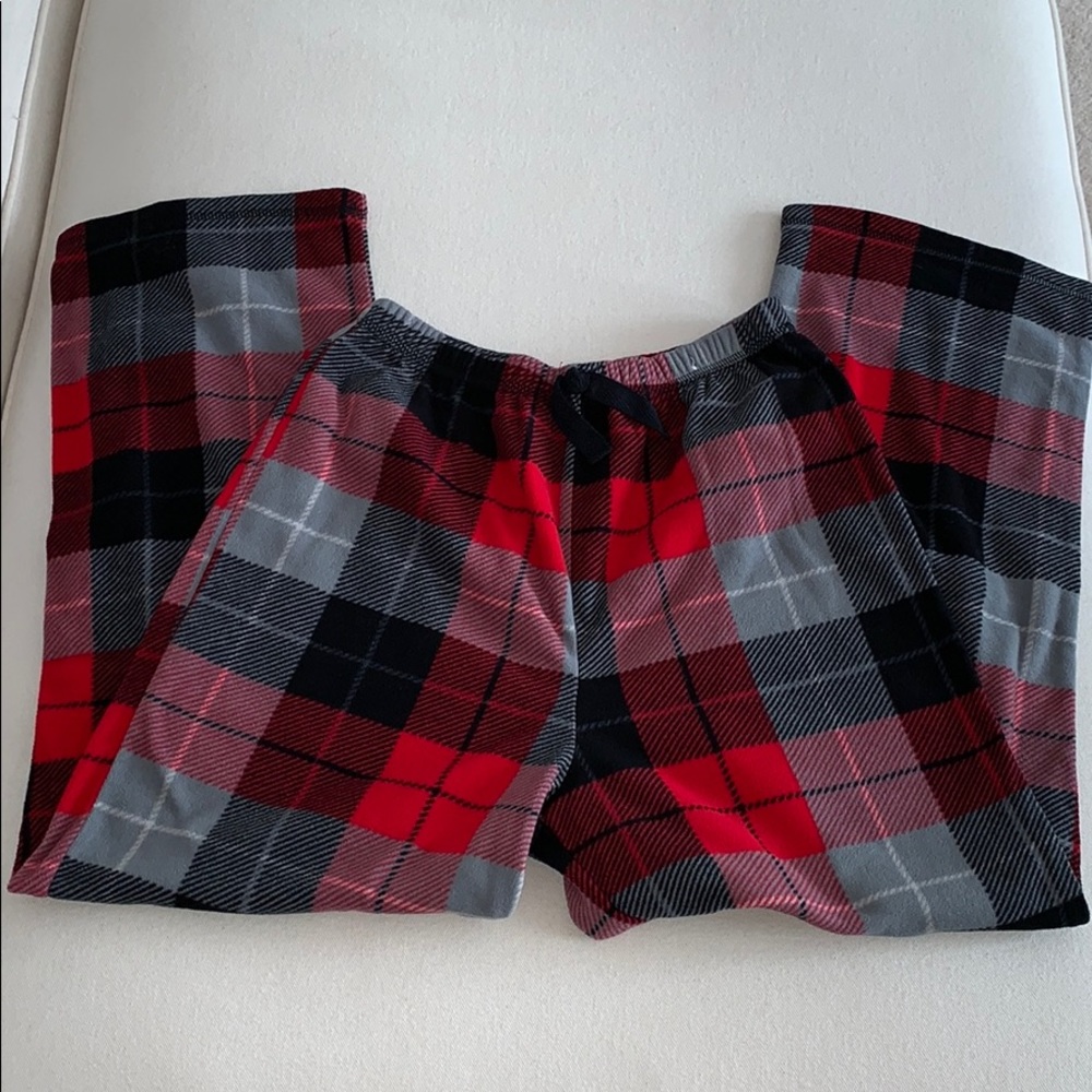Boys plaid PJs grays red black